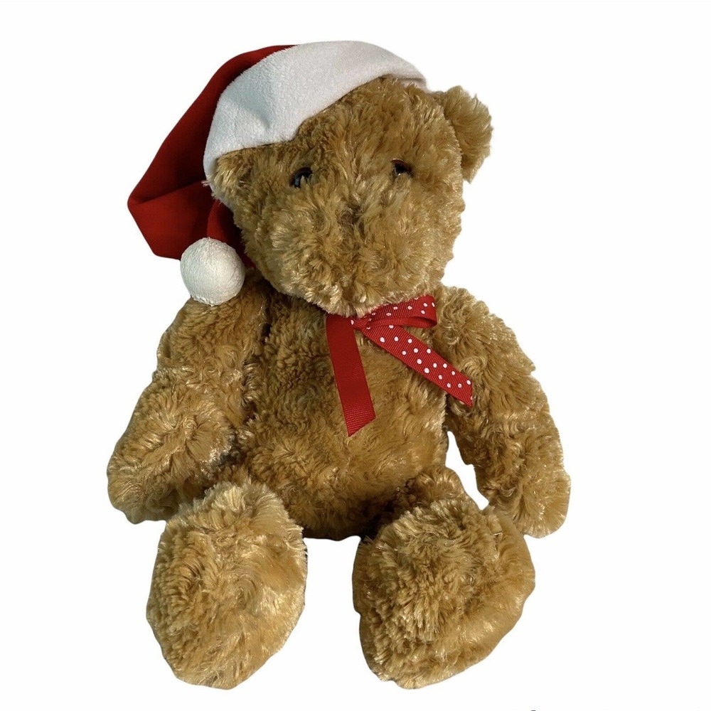 Hallmark Holiday Collection Teddy Bear Plush Santa Christmas Brown